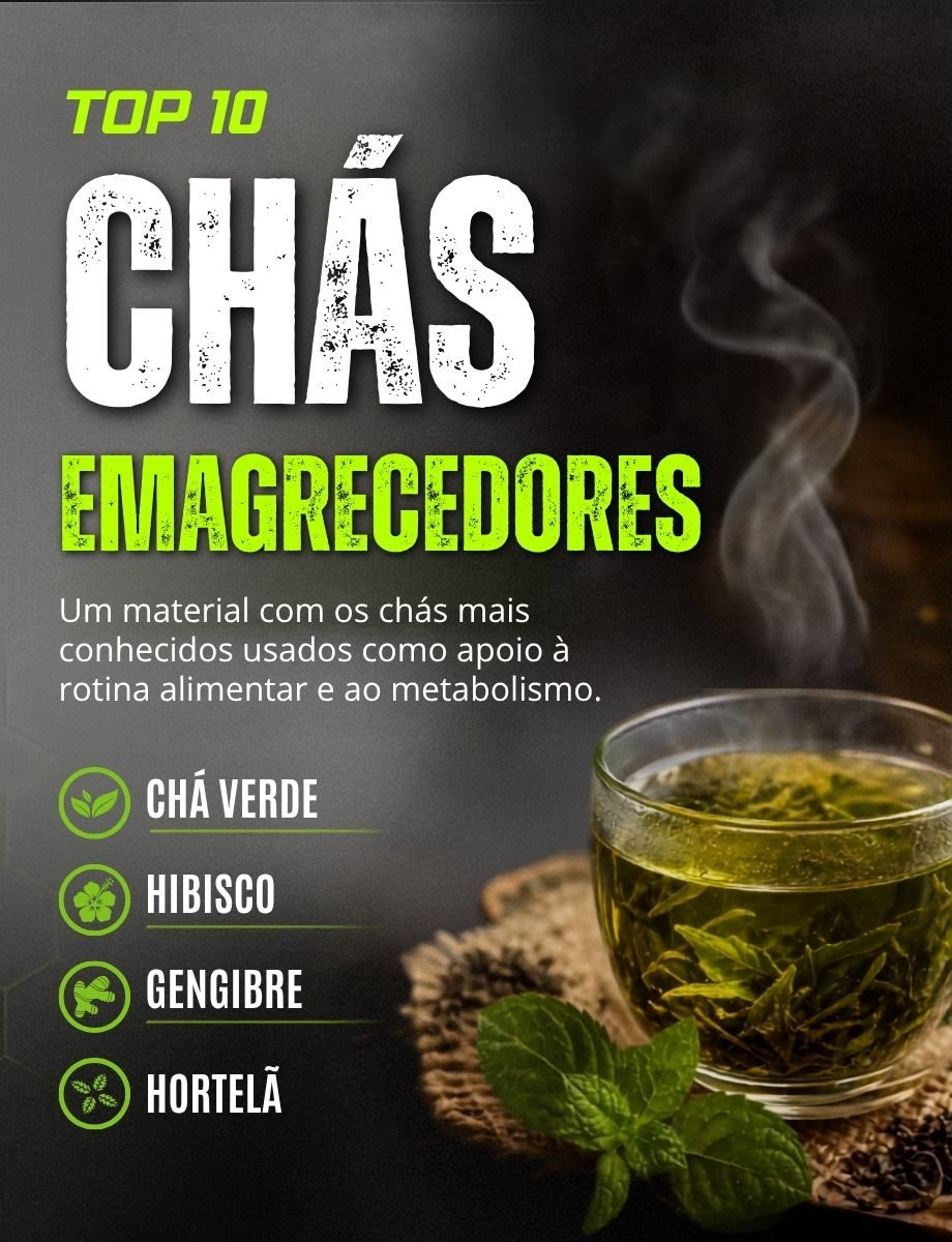 Capa do ebook Top 10 chás emagrecedores